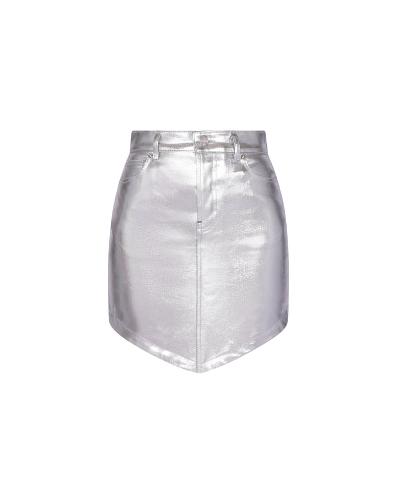 COATED DENIM MINI SKIRT